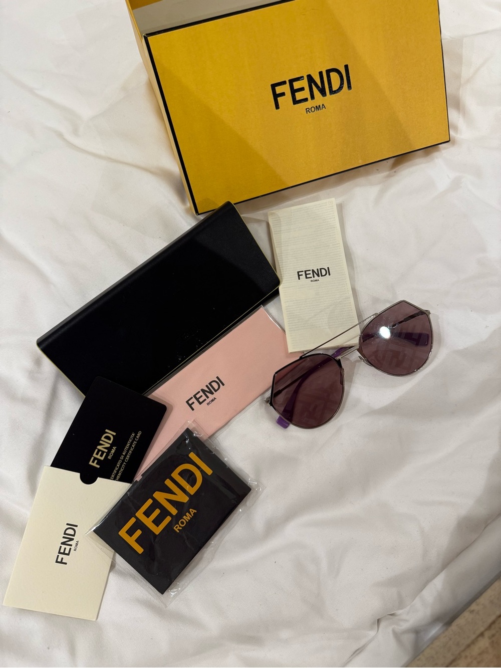 Fendi Purple Tinted Women's Sunglasses with Slim Silver Frame